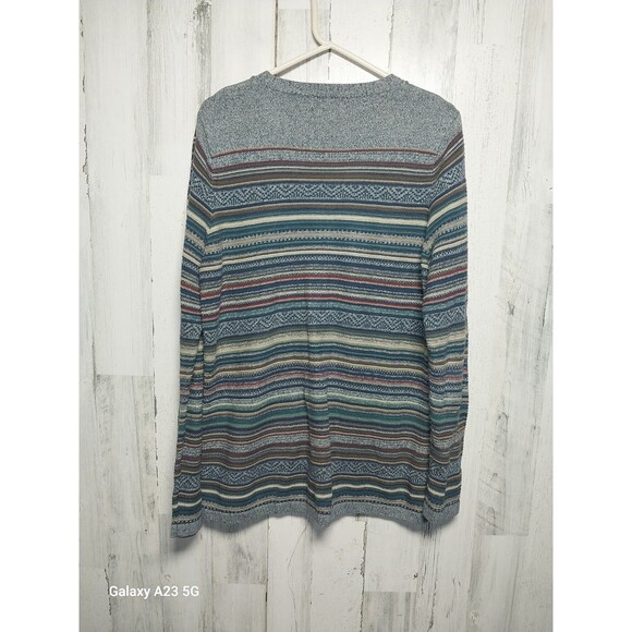 Eddie Bauer Cardigan Women L Multicolor Striped Cotton Lightweight Earthy Art - Picture 5 of 6